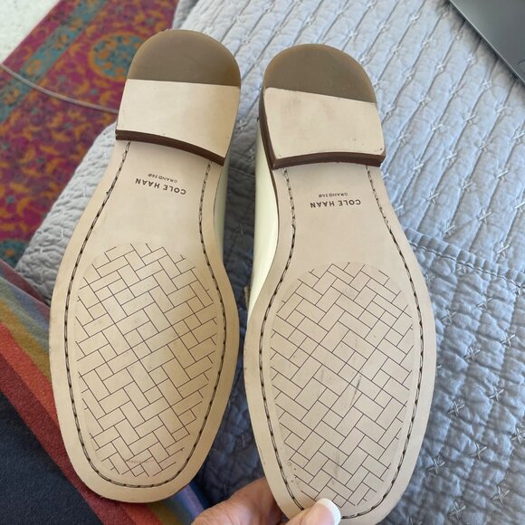 Cole Haan Womens Lana Lux Tassel Square Toe Flat Loafers Size 7.5 B Ivory Casual - Picture 10 of 10